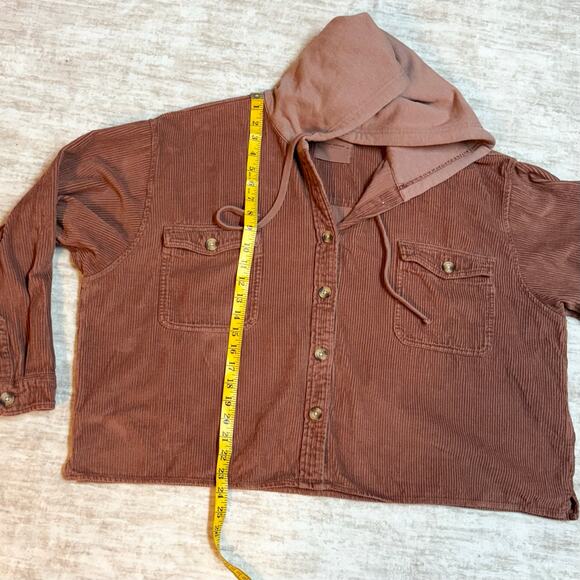 Lucky Brand Women’s XXL Blush Copper Corduroy Hoodie Jacket Shacket Hood Pockets - Picture 6 of 10
